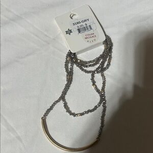 Chic Gray and Gold Beaded Necklace